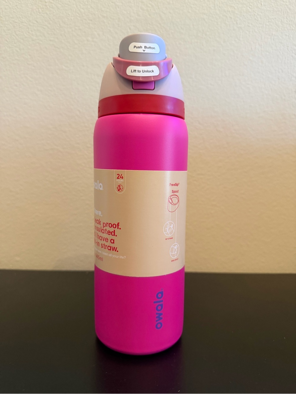 Owala Pink Insulated Drink Bottle with Straw - 32oz